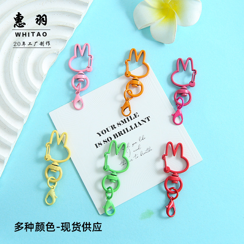New Zinc Alloy Cartoon Rabbit Painted DIY Keychain Spring Buckle Bag Accessories Pendant Materials Wholesale New Zinc Alloy Cartoon Rabbit Painted DIY Keychain Spring Buckle Bag Accessories Pendant Materials Wholesale