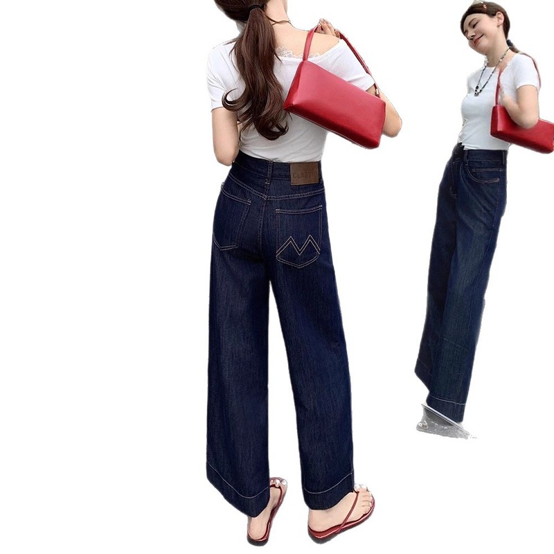 天丝牛仔裤女小个子薄款2025年夏季新款高腰九分直筒窄版阔腿裤潮|undefined