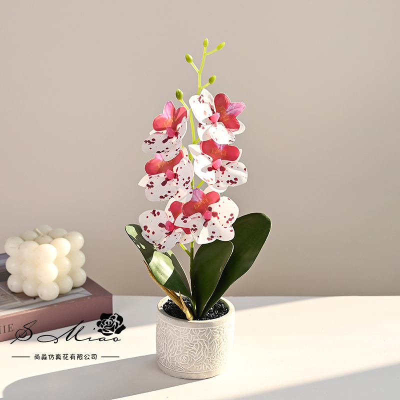 Orquídea de mariposa artificial pequeña decoración del hogar bonsai fotografía simulación flor verde decoración interior simulación maceta