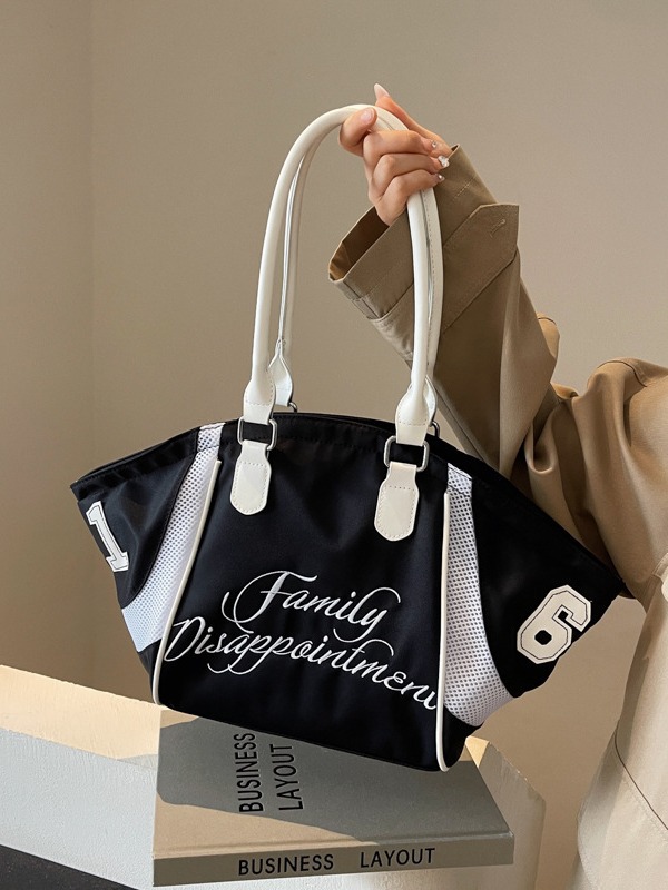 Corea del Sur Dongdaemun moda hombro único brazo bolso mujer 202 nuevo bordado de tela transfronterizo gran capacidad bolso tote