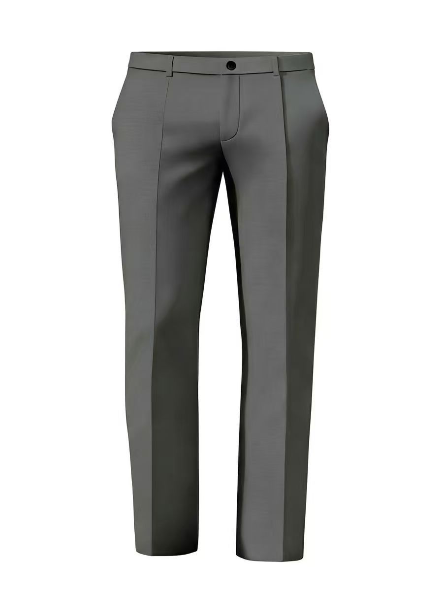 Men's Solid Colour Straight Leg Suit Pants For Business Casual_voghion.com