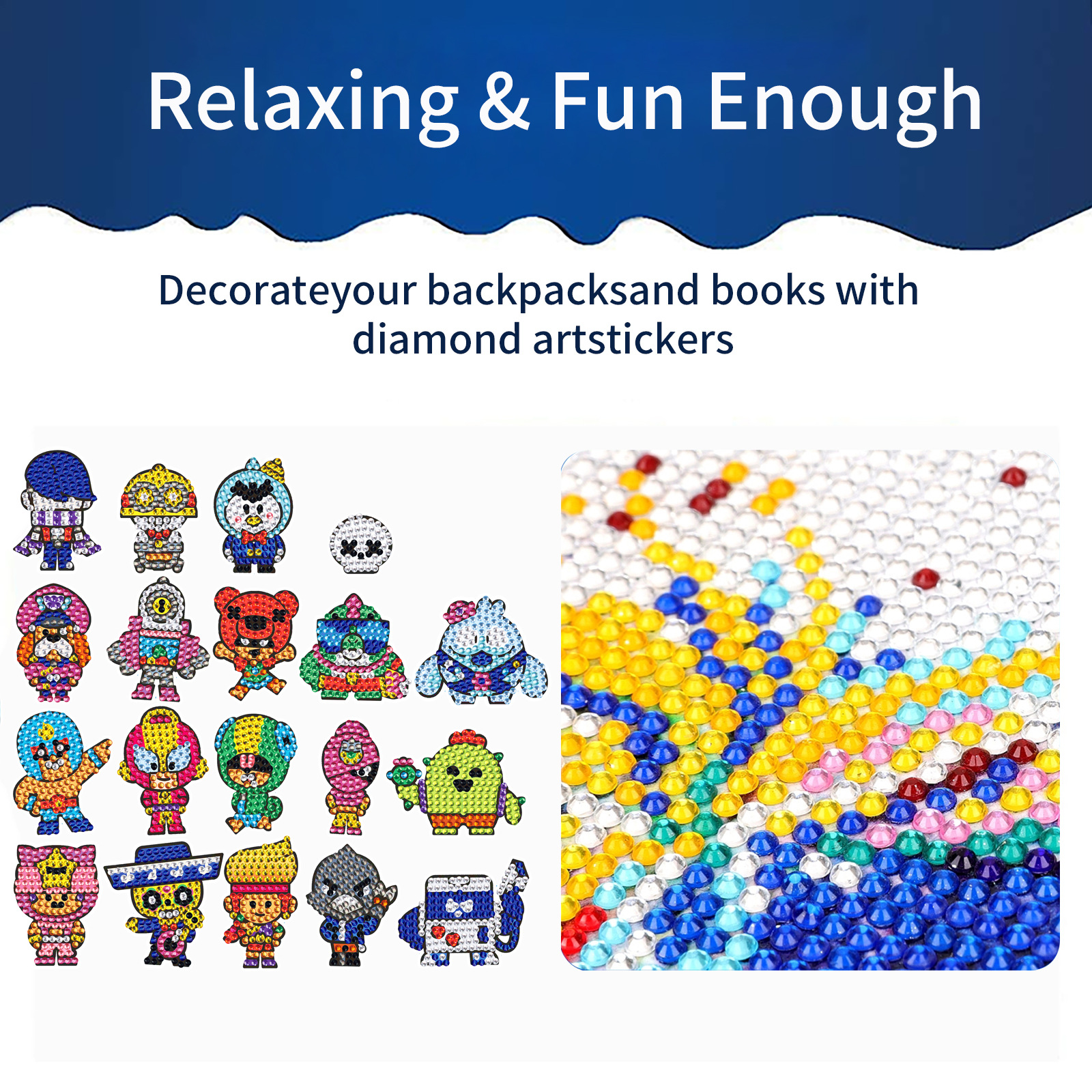 Venta caliente de dibujos animados superhéroe diamante pintura gratis pegatinas DIY ladrillo pintura hecha a mano pegatinas de dibujos animados cristal brillante diamante