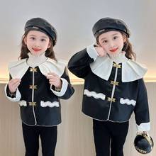 韩系女童娃娃领小香风外套2023新款儿童洋气秋装上衣女孩夹克皮衣