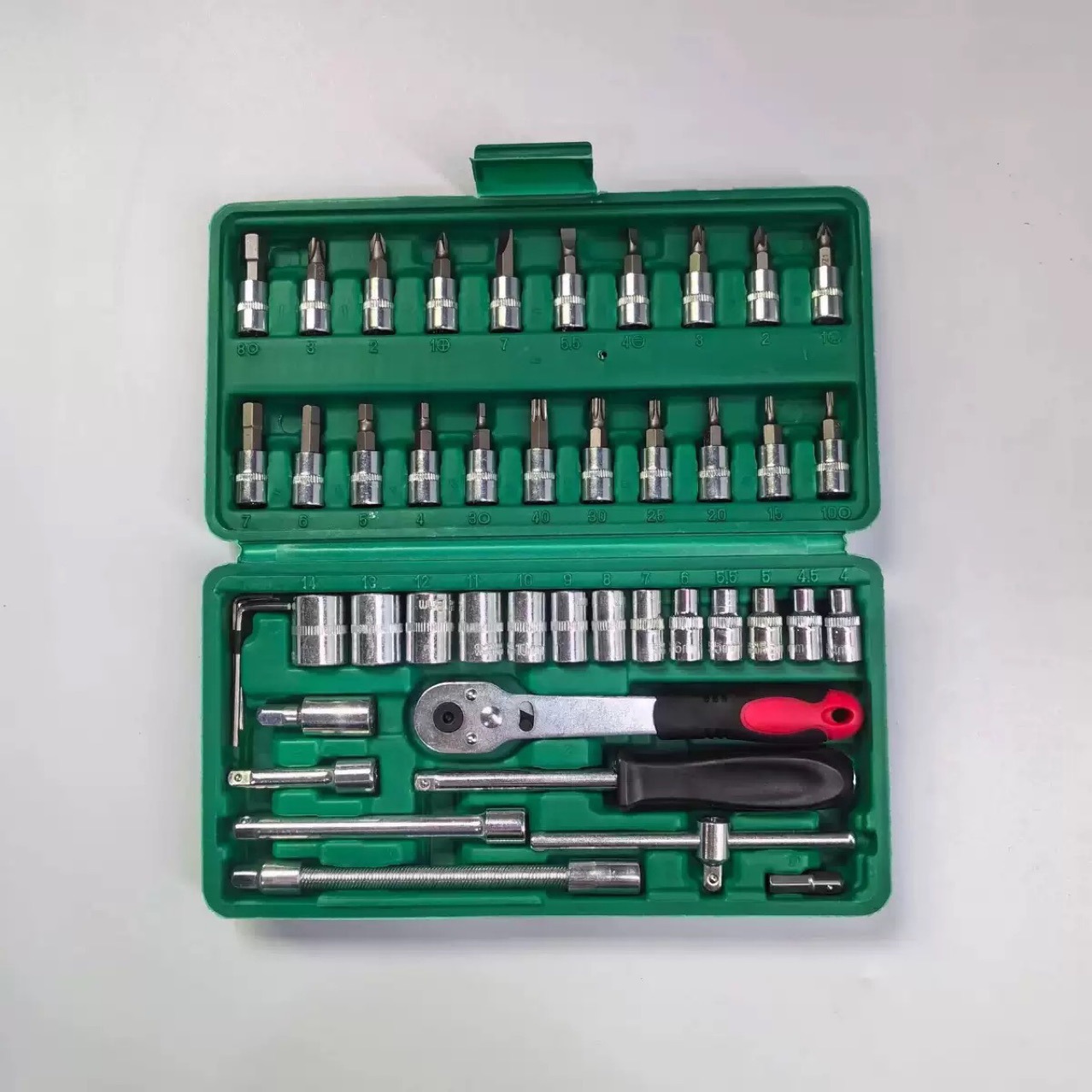 46-Piece Socket Wrench Set for Cars, Motorcycles, and Maintenance, Household Small Hardware Tool Kit Set