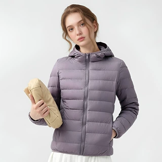 服装女士冬季羽绒服2025新款轻薄加厚保暖修身白鸭绒时尚连帽外套