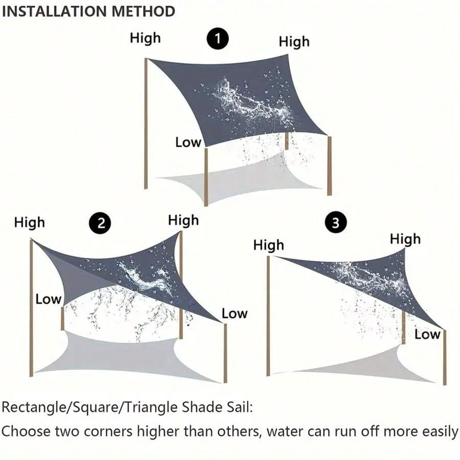Outdoor Courtyard Triangular Sunshade Sail Canopy for Outdoor Terrace Balcony, Sun Protection and Rainproof Sunshade Sail, Landscape Awning