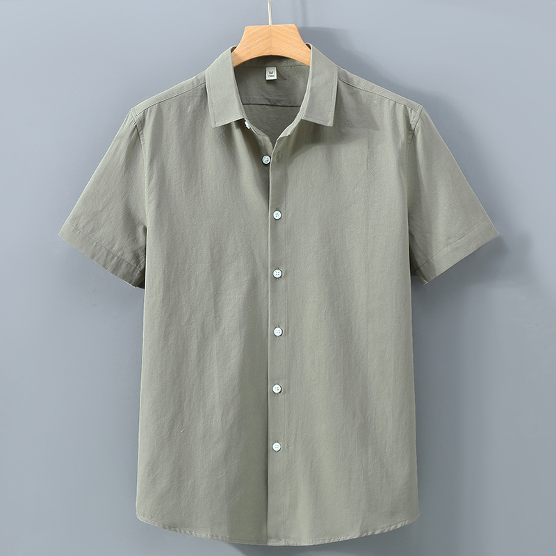 Herren Kurzarmhemd Minimalistisch Baumwolle Lässig College Stil_voghion.com