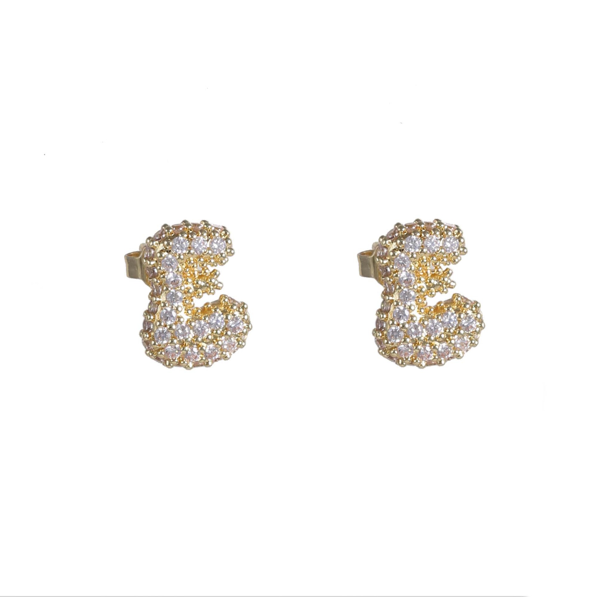6g Weight Copper Ear Needle Material Ear Studs Classification 1 Pair Quantity Daily Occasion Copper Material Letter Pattern All Seasons Season Women's Gender Plating Design Classic Style Style 1 Pair Classic Style Letter Plating Copper Ear Studs 10
