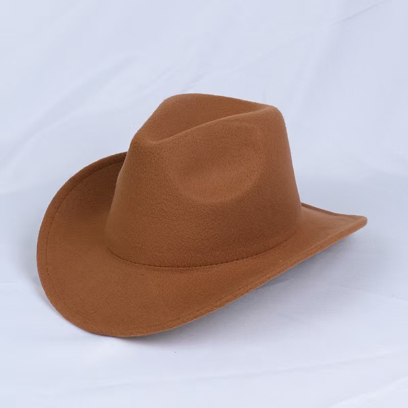 Amazon's Hottest Hat, Ethnic Style Bull Head Label, Western Cowboy Hat, Rolled Brim, Retro Horse Riding Woolen Style Hat
