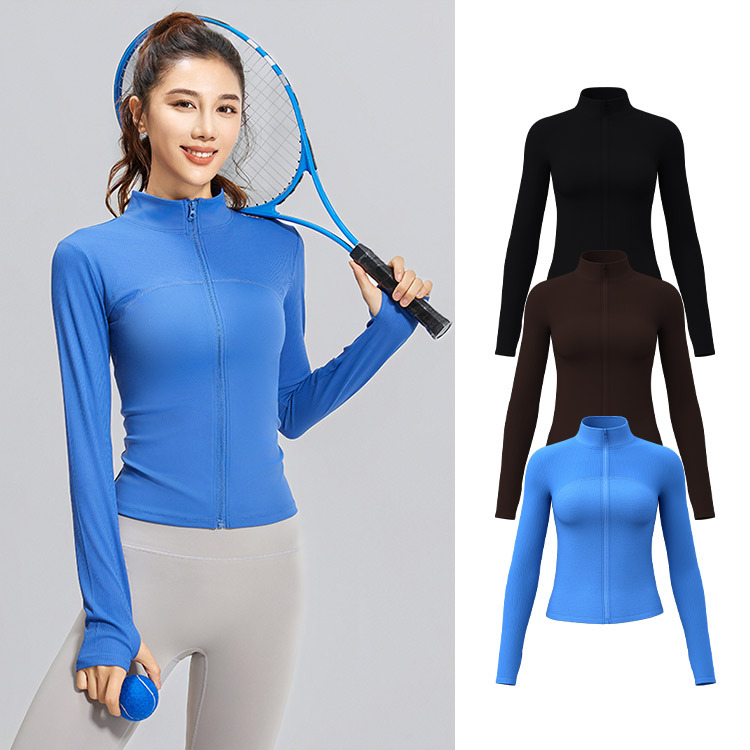 Lulu chaqueta deportiva de primavera de cuello de cremallera delgada ropa de yoga de manga larga entrenamiento de entrenamiento de ejercicio chaqueta