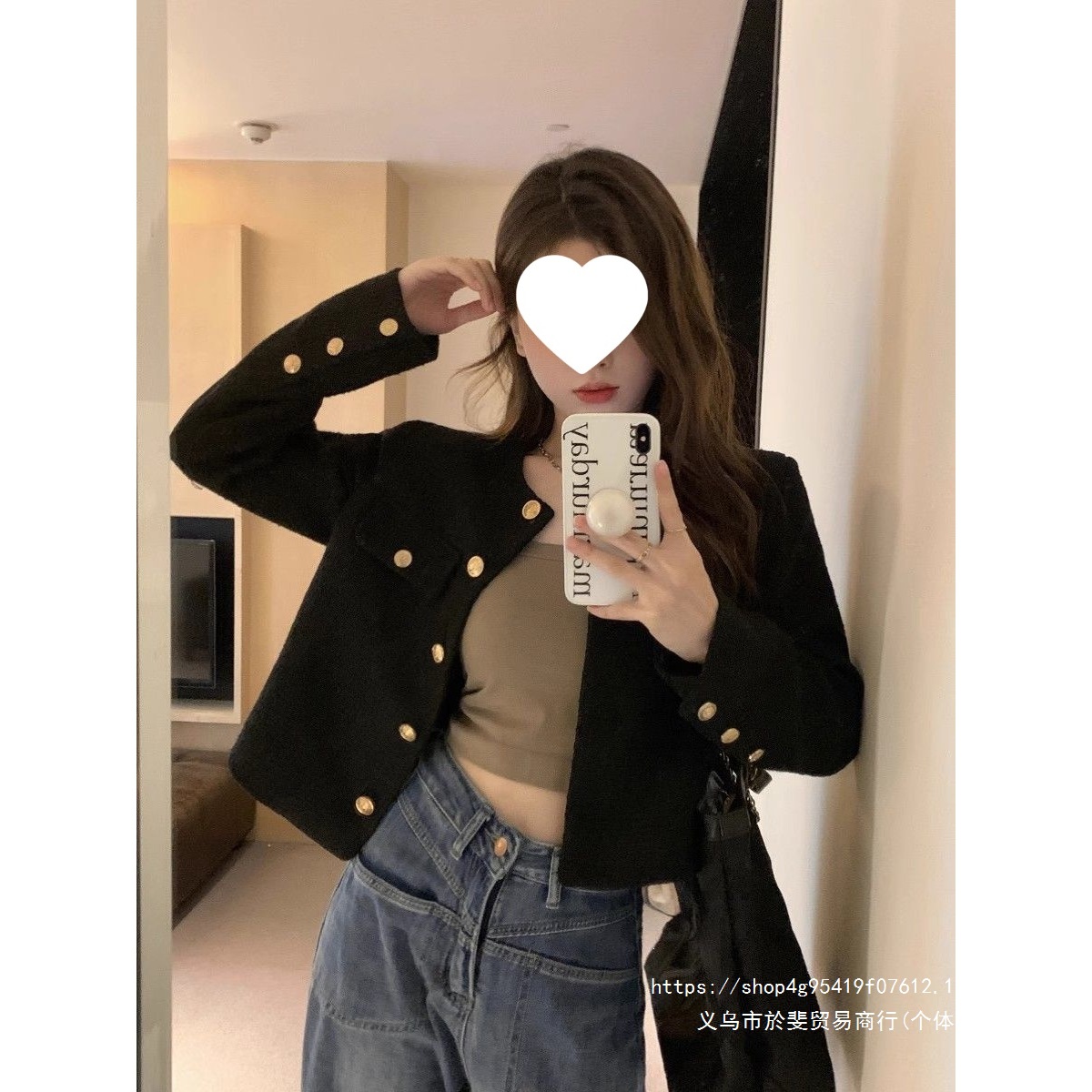 French-style Chanel-inspired jacket for women, spring and autumn 2026 new style, Korean style, elegant and sophisticated, petite short top.