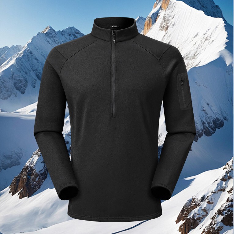 Men's Outdoor Sports Long Sleeve Warm Breathable Women's Sweatshirt Pullover Couple's Warm Sweatshirt Fine Jacquard Polyester Fleece