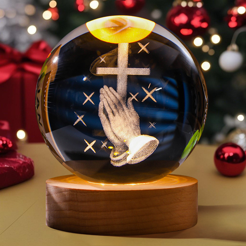 Astronauta luminosa bola de cristal lámpara de noche 3D escultura decoración de mesa para reuniones de estudiantes regalos personalizados