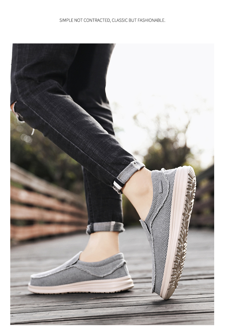 New Men's Loafers Cross-border , Casual For Men, Flat Canvas Shoes, Ultra-lightweight, Large Size Slip-on Shoes_vogvips.com