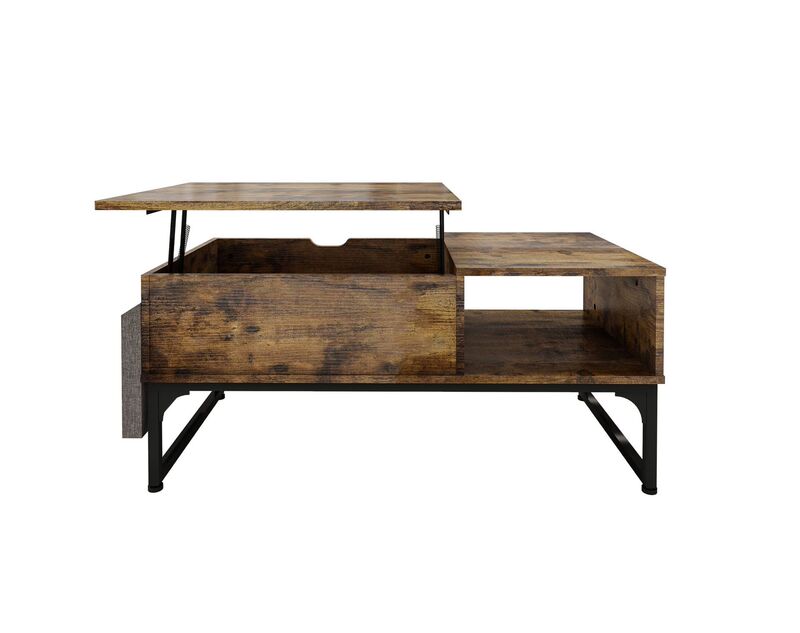 Cross-border steel Wood living room dining room storage storage adjustable coffee table coffee table