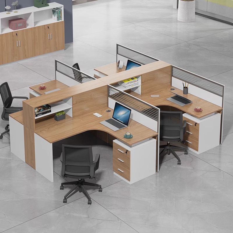Mesa y silla de personal combinación simple pantalla de oficina moderna divisoria de tres o cuatro fabricantes de mesa de personal