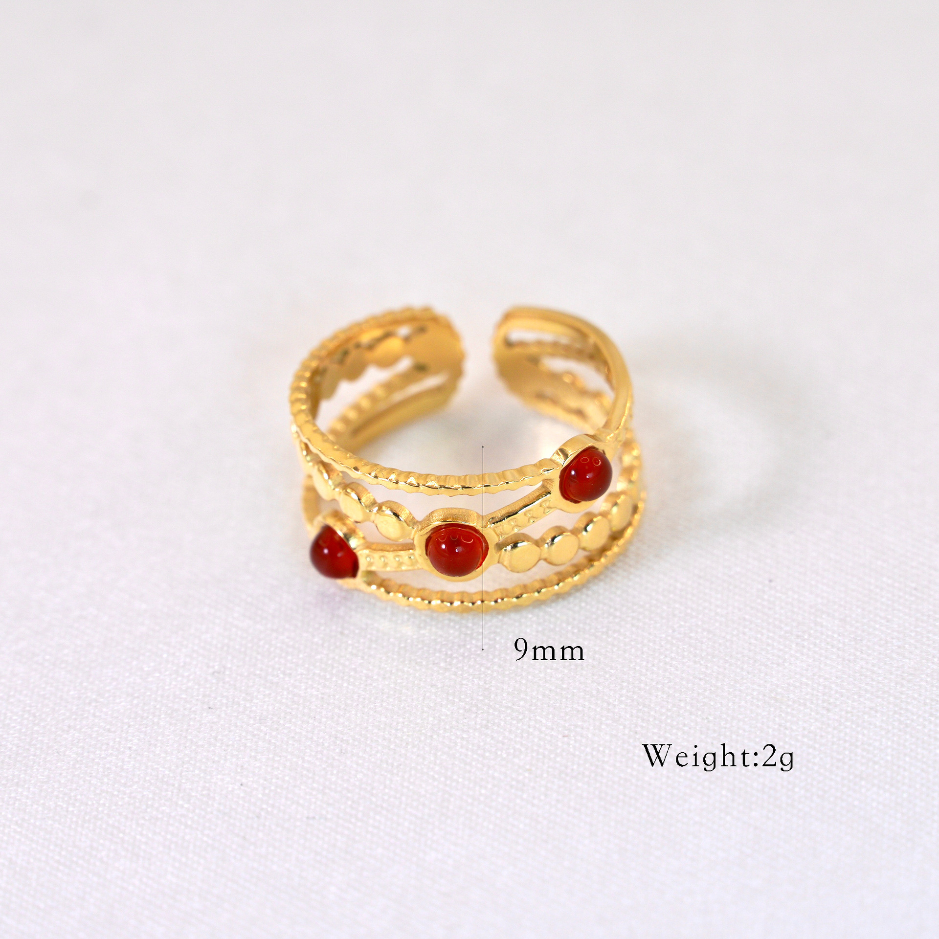 Women's Gender Retro Simple Style Color Block Natural Stone Titanium Steel Inlay Zircon Women's Rings Necklace