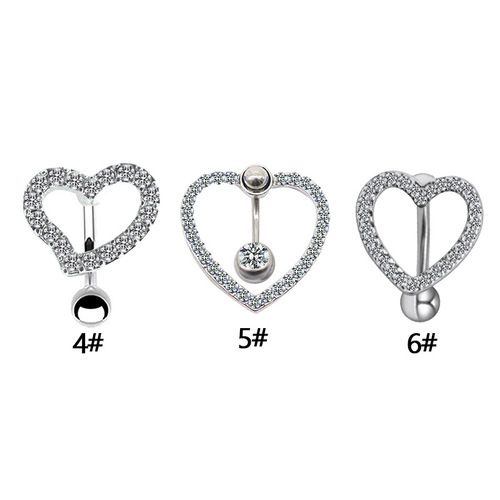 Gaby European and American love tassel cross zircon navel ring stainless steel inverted navel ring navel ornament navel nail