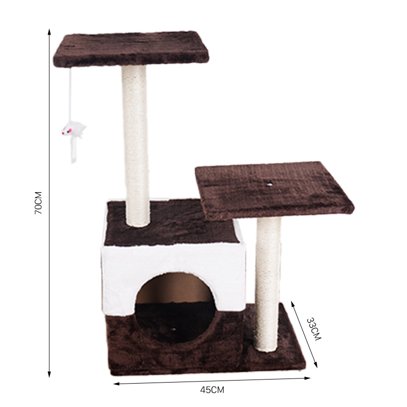 Fábrica de mascotas al por mayor franela pequeño estante para trepar para gatos con raspador de juguetes para gatos Columna de agarre de sisal Marco para trepar para gatos