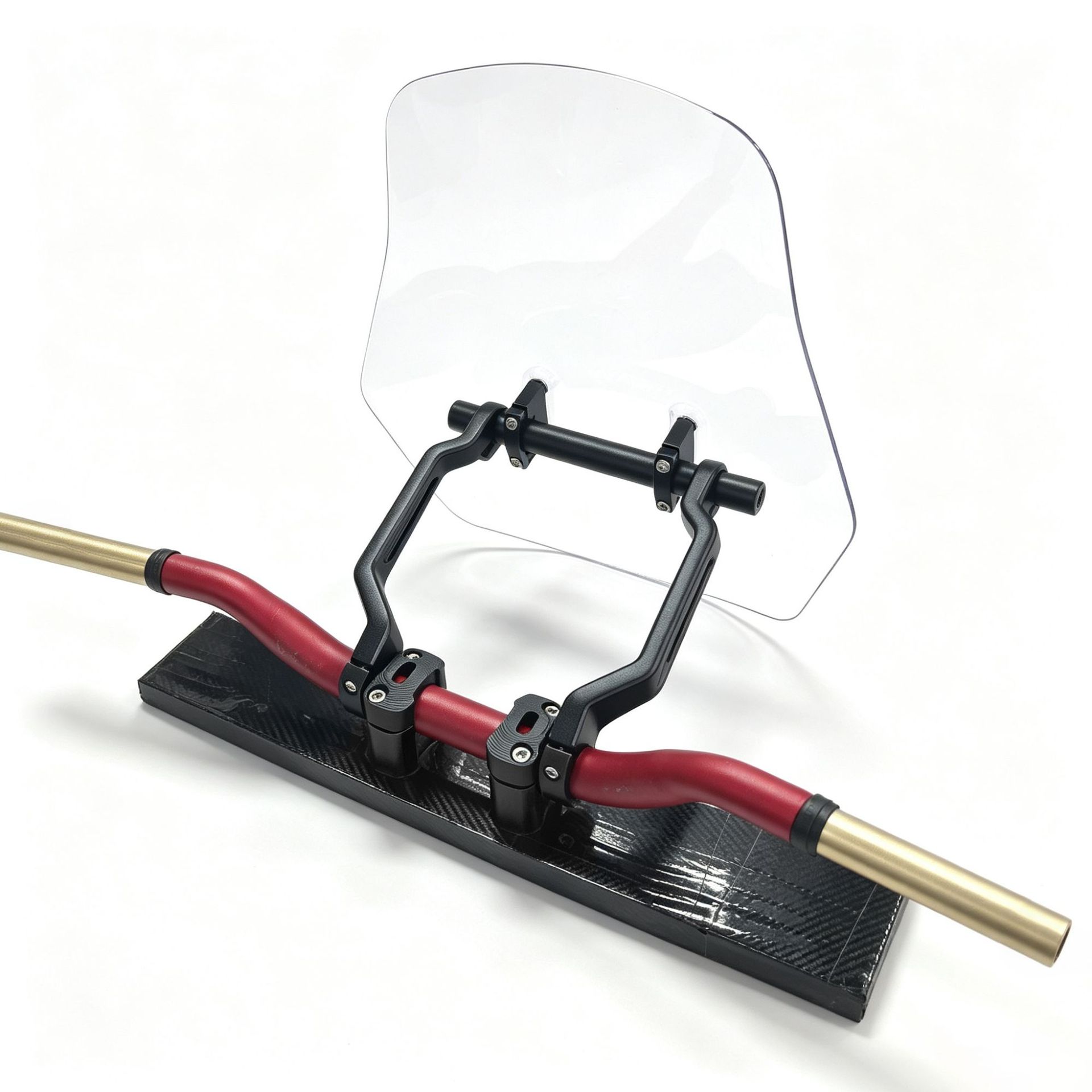 Motorcycle heightened windshield with high light transmittance aluminum alloy bracket, non-destructive installation, scooter windproof modified windscreen