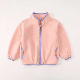Customized Processing of Kidsren's Woolen Sweaters, Polar Fleece Zipper Pure Color Jackets, Single Layer Thin Velvet Fleece Sweaters for Boys and Girls