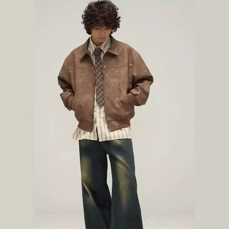 Tide, autumn retro brown jacket, American style