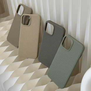 For woven pattern iphone13 Apple phone case 14pro max knitted Xs solid color 12/16 set 8p soft