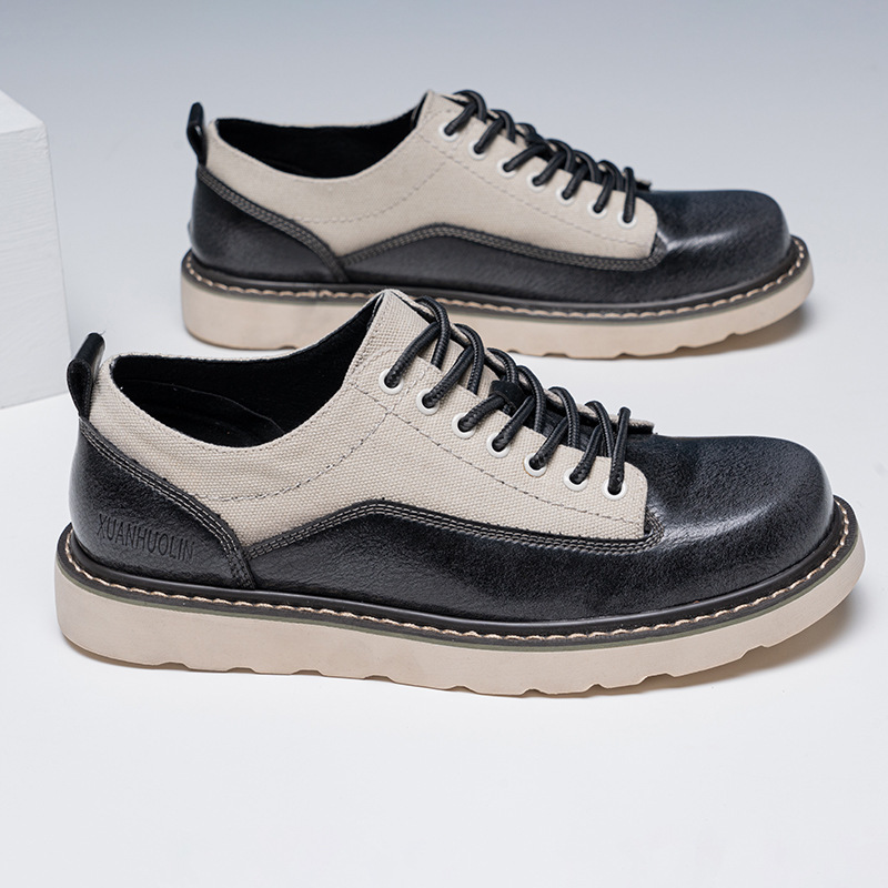 American Retro Style Work Shoes, Size 45 Plus Size, Extra Wide Men's Shoes, Size 46, Large Size Men's Shoes, Size 47, Outdoor Hiking Casual Leather Shoes for Men