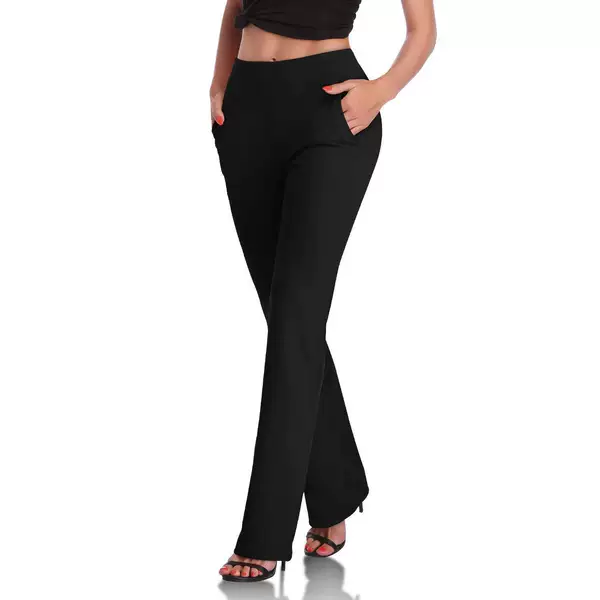 2022 Cross-Border Export Amazon Women's Knitted Pants Micro-Flared 2 Side Pockets and One Back Pocket Leggings