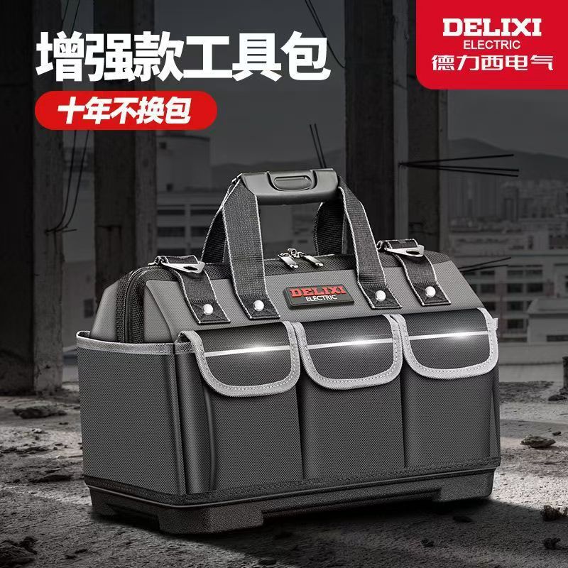 Bolsa de herramientas portátil Delixi, bolsa multifuncional de lona para electricista, bolsa para hombre, herramientas de decoración, bolsa de almacenamiento gruesa resistente al desgaste
