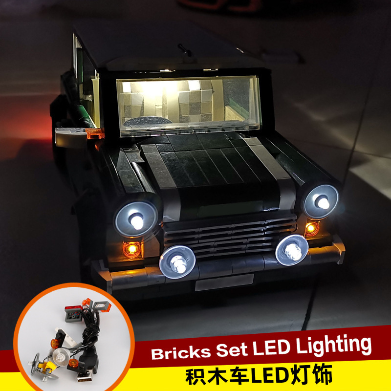 Compatible with Lego 10242 Retro Mini Car Rv Creative DIY Building Blocks Luminous Lighting 21002