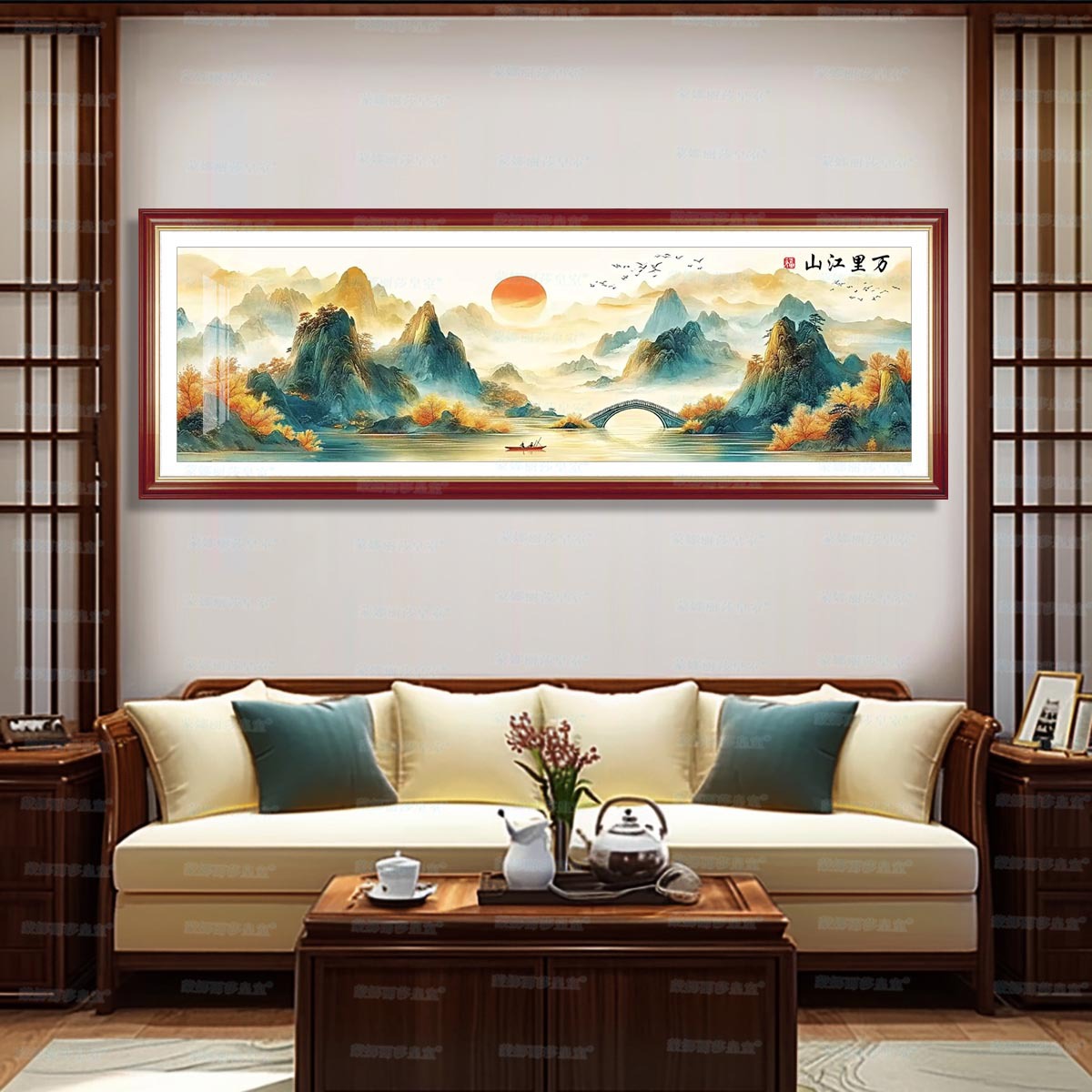 [Tela de algodón importada] Mona Lisa Royal Cross Stitch Diez mil millas de montañas y ríos Pintura de paisaje de punto de cruz grande Sala de estar image 6
