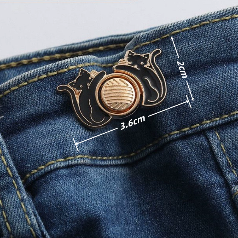 Nail-Free Removable Waist Buckle Pair, Flat-Bottom Seamless Buttons for Pants & Skirts, Assorted Designs