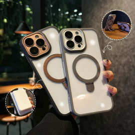 适用苹果16Pro手机壳360旋转支架iPhone15promax高透磁吸14龙盾13