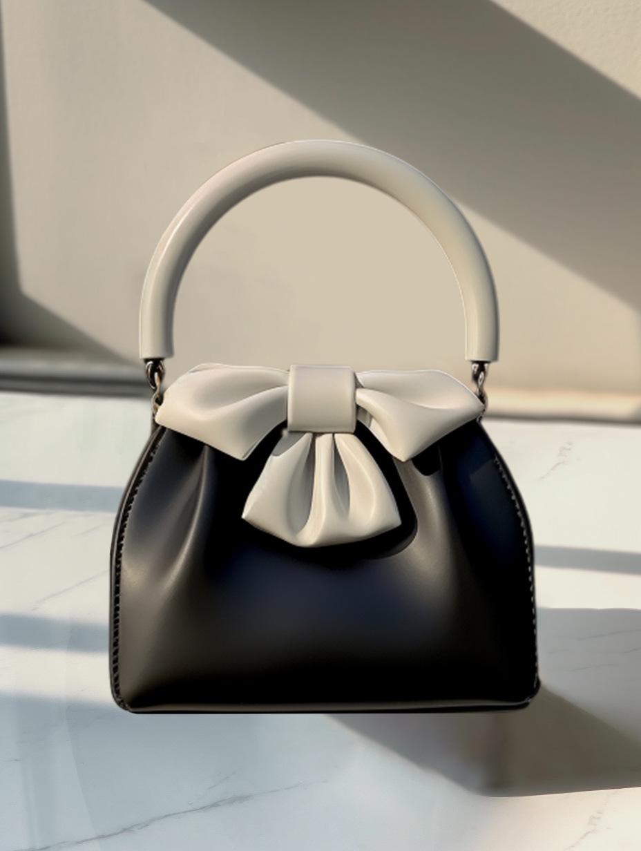 589g Weight Magnetic Buckle Closure Type Women's Pu Leather Bow Knot Elegant Bucket Magnetic Buckle Handbag