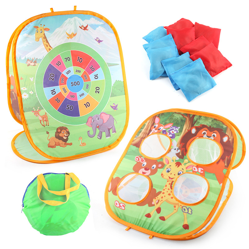 Amazon lanzar juguetes deportes de los niños interior al aire libre sandbag pegajoso bola lanzamiento tablero plegable traje