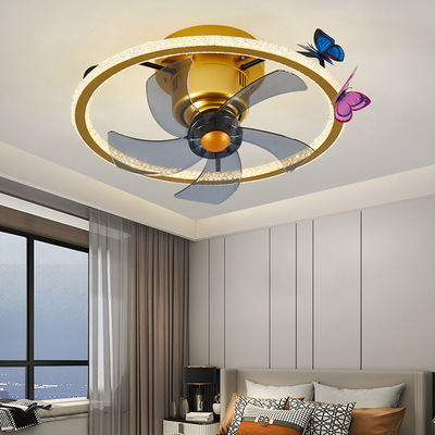 360 Shaking head Fan light intelligence Voice Ceiling Ceiling fan lamp bedroom frequency conversion Mute a chandelier Fan one