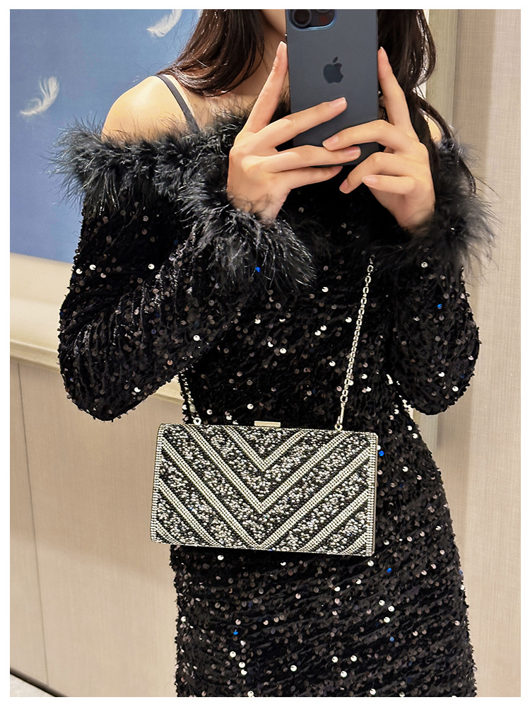 2025 Cross-border new dinner bag, European and American women's handbag, diamond-encrusted banquet clutch, evening dress bag, women's bag undefined