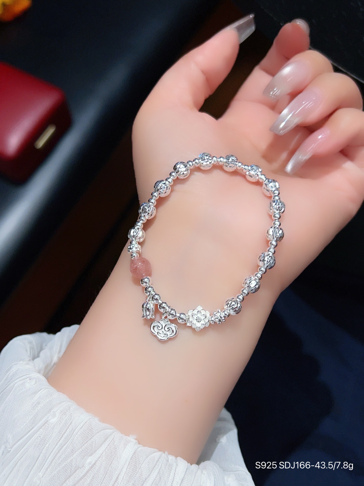 S925 pulsera de mariposa de amatista de plata esterlina joyería de plata femenina con cuentas diseño de nicho pulsera de cristal rosa regalo para novia