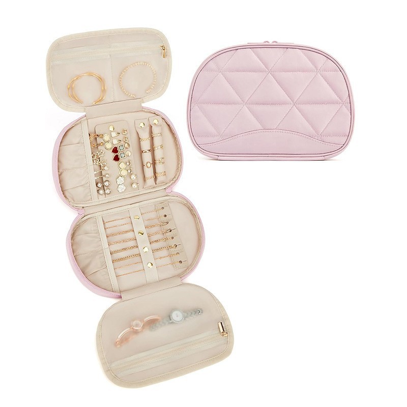 Nuevo bolso de joyería de viaje de Amazon, bolso de almacenamiento de joyas, caja de almacenamiento de joyas, rollo de almacenamiento, anillo, collar, pendientes