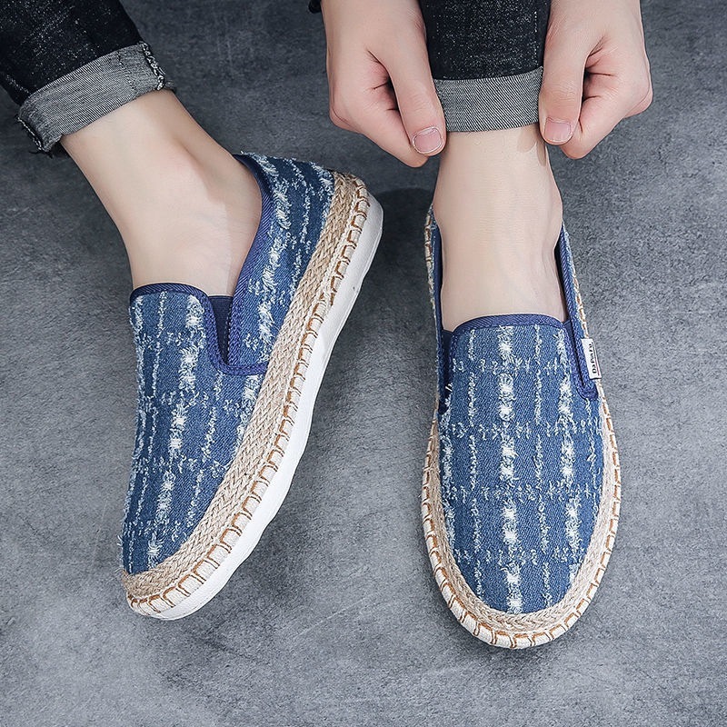 Fisherman shoes men's 2022 autumn and summer new denim Trendy canvas shoes super soft breathable slip-on student fashionable cloth shoes