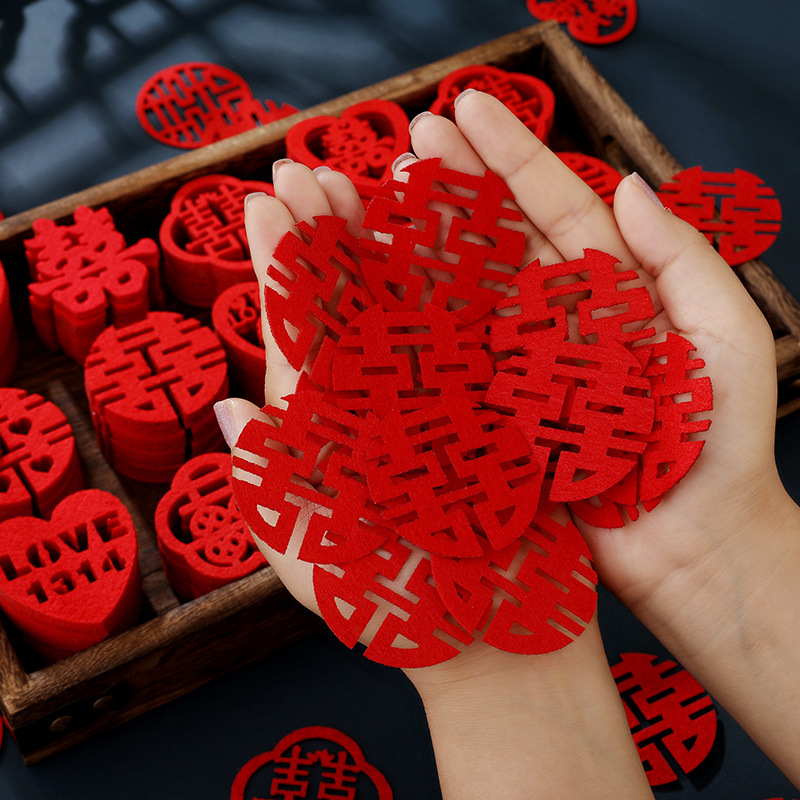Wedding Supplies - Centerpiece Fruit Platter with Non-woven Small Happy Characters, Wedding Hand-blanched Flowers, Hand-tossed Happy Characters - 1 Pack of 30