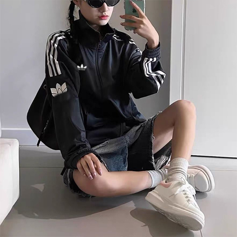 Clover Embroidery Sports Sweatshirt Unisex Stand Collar Trendy Jacket Top Spring and Autumn Casual Versatile Outerwear Trendy Brand