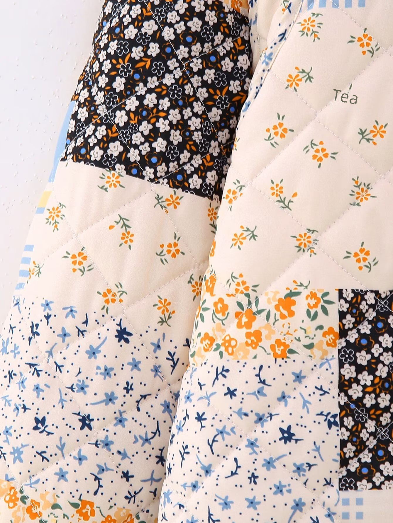 Damen Steppjacke Mit Blumenmuster Im Europäischen Retro-stil_voghion.com