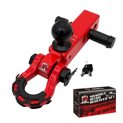 New Off-Road Trailer Hook Extended Trailer Arm with Ball Head Square Mouth Universal Solid Large Pull Off-Road Vehicle Tow Hook (Other Car Modifications) - red-8tred-aluminum-alloy-ball-head-armlock