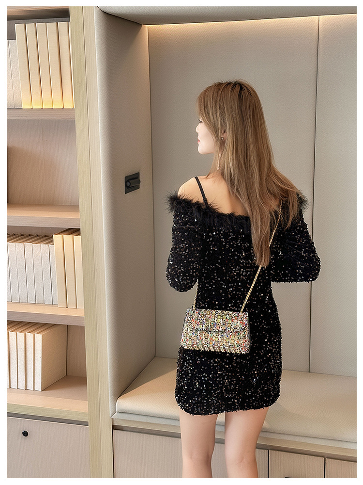 New foreign trade European and American retro underarm bag, casual and fashionable rhinestone small bag, niche single-shoulder bag, crossbody dinner bag undefined