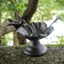 欧式创意个性铸铁工艺品置物盘立式花瓣鸟食盆家居阳台装饰品摆件