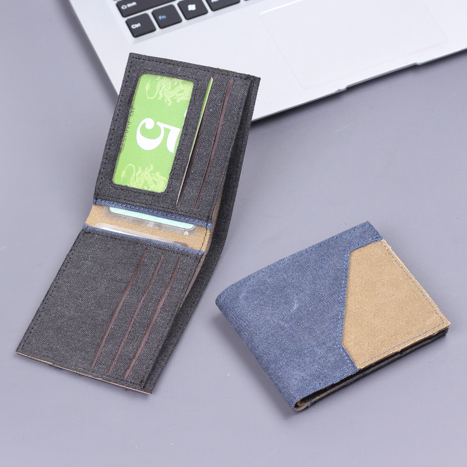 Canvas para hombres cartera corta para hombres cartera de 9 tarjetas en una nueva cartera de tela suave