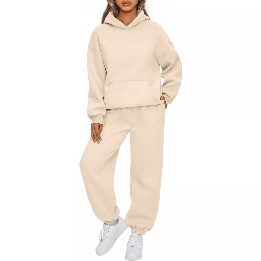 European American Autumn Winter Women's Two-piece Hoodie And Loose Casual Pants Sports Suit_ecoleips.com