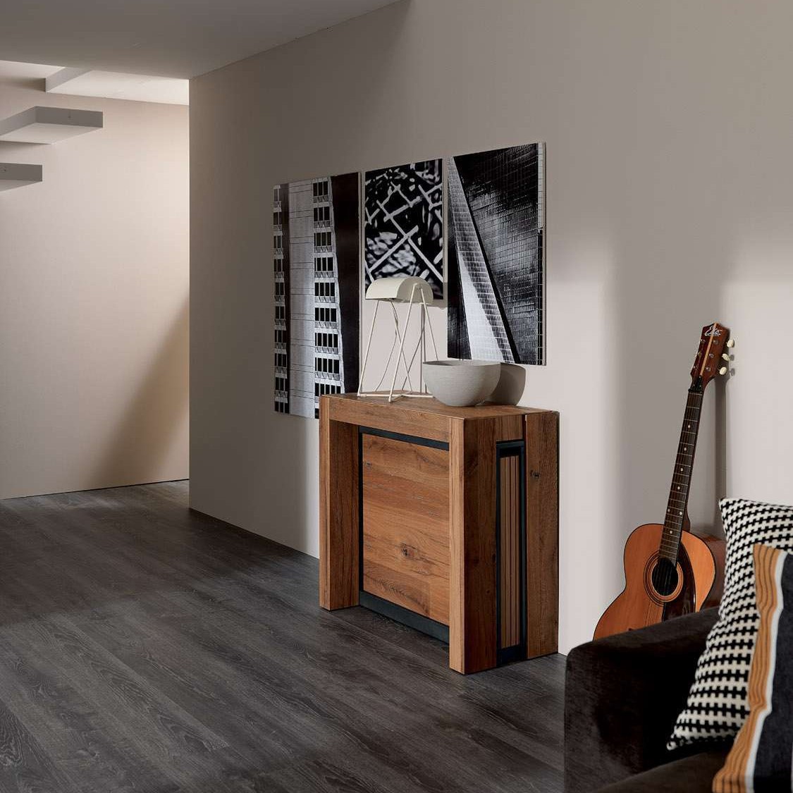 Mesa de porche de madera maciza Mesa de comedor retráctil que no ocupa espacio Mesa de comedor rectangular multifuncional para el hogar 2024 nuevo